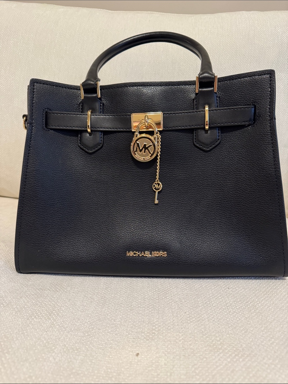 Michael Kors Black Leather Purse with Gold Accents
